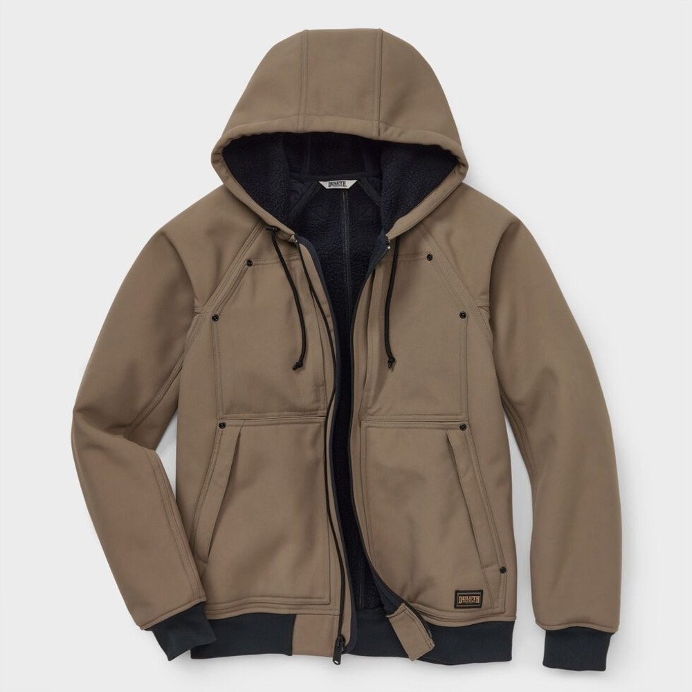 Duluth Trading Co Prudhoe Bay Hooded Action Jacket Grey/Tan 2XL Tall New W/ Tags